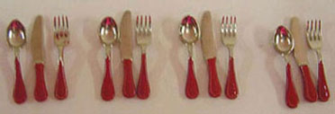 Dollhouse Miniature 12Pc. Flatware Set-Red